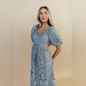 Blue Lace Maxi Dress